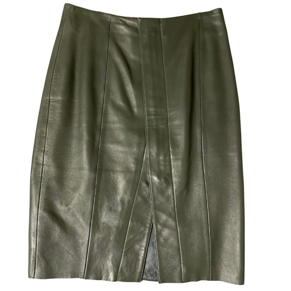 Dark Green Leather Skirt Antonio Melani
